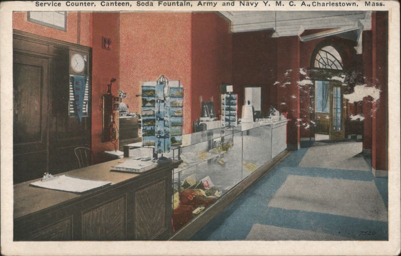 Army & Navy Y.M.C.A. Canteen, Soda Fountain, Charlestown, MA Massachusetts