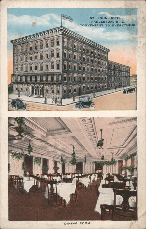 St. John Hotel Exterior & Dining Room, Charleston South Carolina