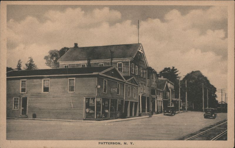 Patterson NY Street Scene, Buildings, Railroad Tracks New York