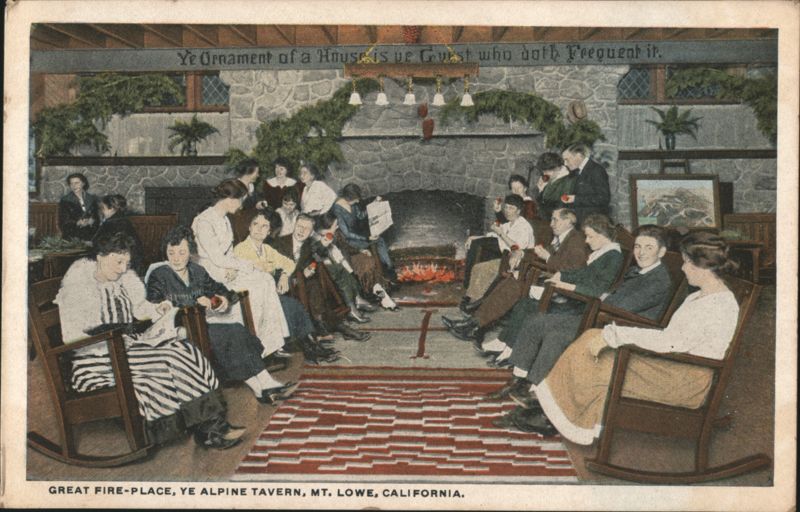 Great Fire-Place, Ye Alpine Tavern, Mt. Lowe, California Mount Lowe