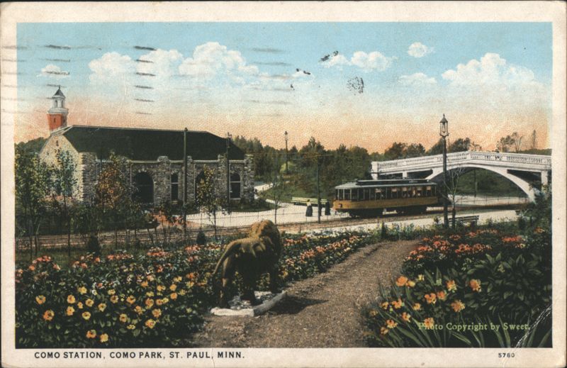 Como Station, Park, Tram, Lion Statue, St. Paul, MN Minnesota