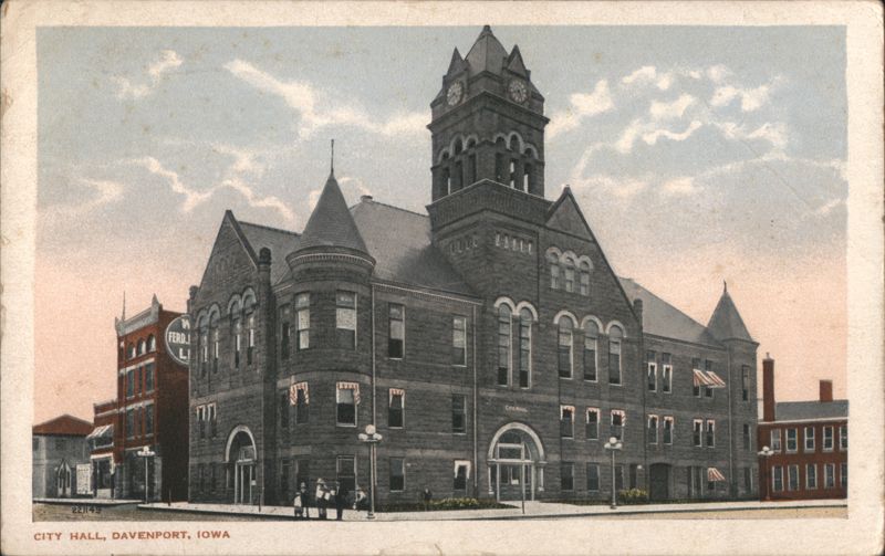 City Hall, Davenport, IA - Clock Tower & Awnings Iowa