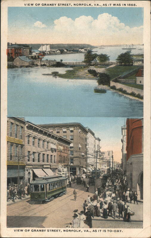 Granby Street, Norfolk, VA - 1868 vs Today Comparison Virginia