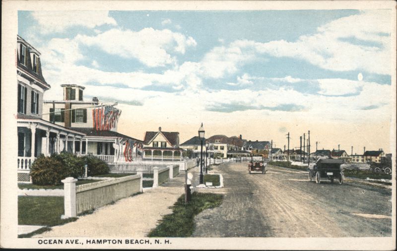 Ocean Ave, Hampton Beach, NH - Street Scene with Cars New Hampshire