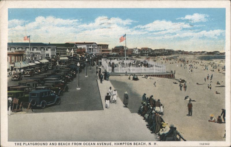 Playground & Beach from Ocean Avenue, Hampton Beach New Hampshire