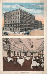 St. John Hotel Exterior & Dining Room, Charleston Postcard