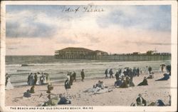 Beach and Pier, Old Orchard Beach, ME Postcard