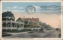Ocean Street Looking North, Brant Rock, MA 1919 Postcard