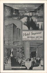Hotel Seymour, Cafe, Main Dining Room, New York City Postcard