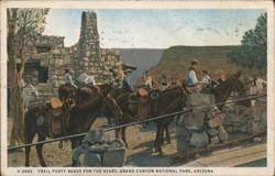 Trail Party Ready for the Start, Grand Canyon National Park Postcard