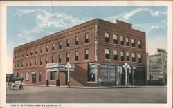 Hotel Western, Devils Lake, ND Postcard