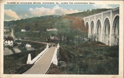 Glimpse of Nicholson Bridge, Nicholson, PA, Lackawanna Trail Postcard