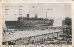 Wreck of Morro Castle at Convention Hall, Asbury Park, NJ Postcard