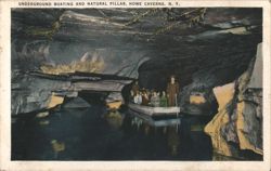 Underground Boating & Natural Pillar, Howe Caverns, NY Postcard