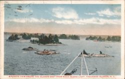 Birdseye View Among Islands East from Rock Island Light Postcard