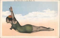 High Dive at Long Beach, CA Postcard