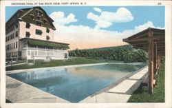 Swimming Pool at The Rock View, Port Jervis, NY Postcard