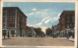 Zumbro Street Looking West, Rochester, MN Postcard