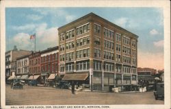 Hall and Lewis Block, Cor. Coloney & Main St., Meriden Postcard