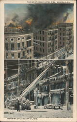 Monticello Hotel Fire & Icy Aftermath, Jan 1, 1918 Postcard