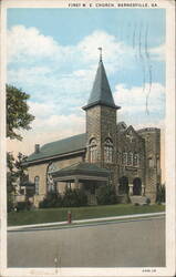 First M. E. Church, Barnesville, GA Postcard