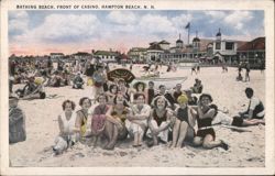 Bathing Beach, Front of Casino, Hampton Beach, NH Postcard