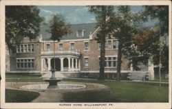 Nurses' Home with Fountain, Williamsport, PA Postcard