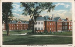 State Hospital, Concord, NH - Brick Buildings & Green Grounds Postcard