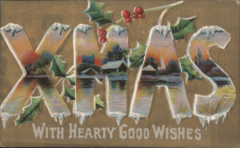 'XMAS' Winter Scenes, 'With Hearty Good Wishes' Christmas