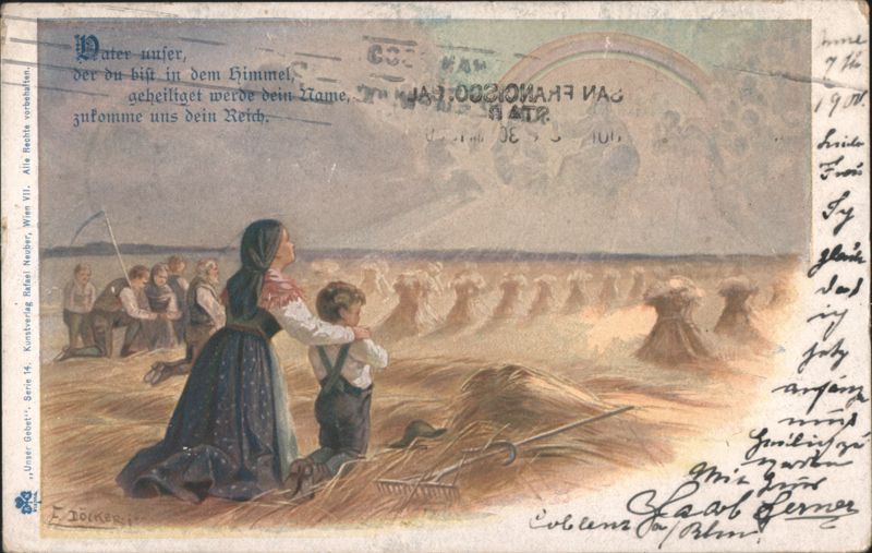 Unser Gebet - Lord's Prayer, Family Praying in Harvest Field