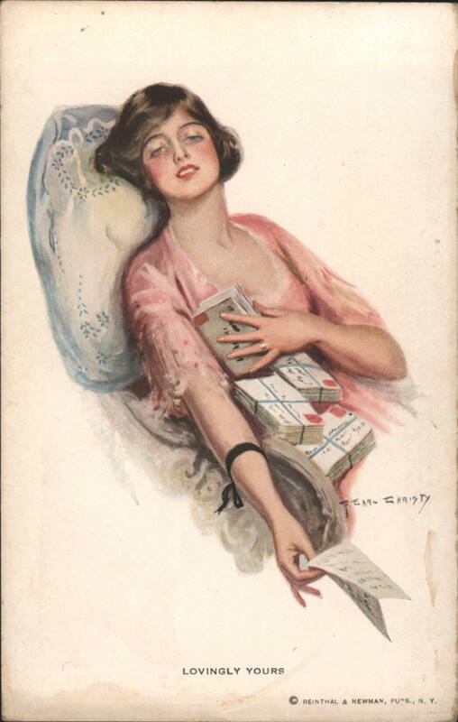 Lovingly Yours, Woman with Letters F. Earl Christy