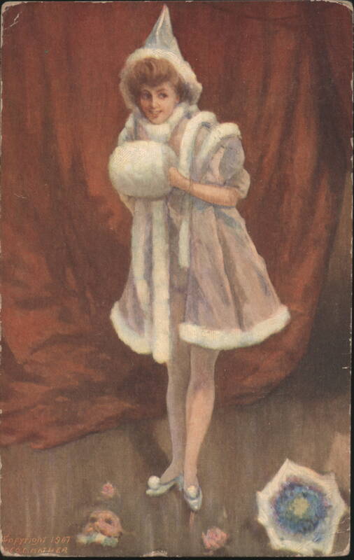 Girl in Fur-Trimmed Winter Costume with Muff Girls