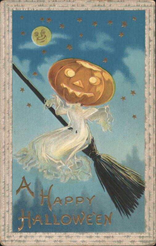 JOL Headed Witch on Broom Halloween