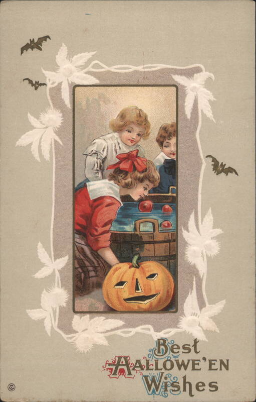 Children Bobbing for Apples with JOL Halloween