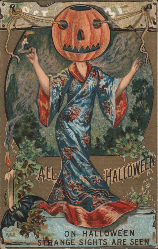 Woman with JOL Head Halloween