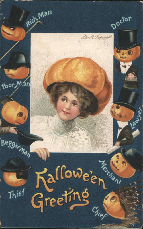 Halloween Greeting, Girl with JOLs Ellen Clapsaddle
