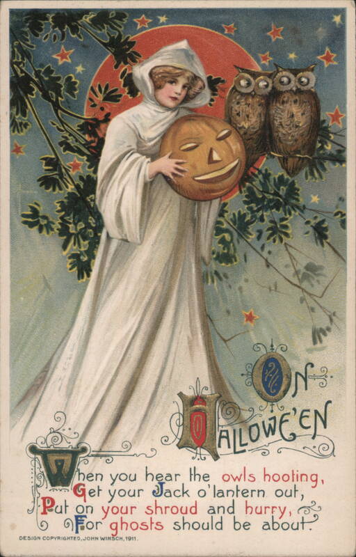 Halloween: Woman in White with JOL, Owls Samuel L. Schmucker
