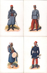 Tirailleurs 1913: Indigenous Officer & Soldiers, Musée Maréchal Franchet d'Espèrey, Alger Postcard