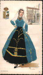Woman in Traditional Embroidered Costume, Salamanca Postcard