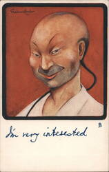 Caricature of East Asian Man, "I'm Very Interested" by Graham Hyde Postcard