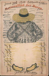 Nationallied der Buren Illustration, Figure in Straw Hat and Clogs Postcard