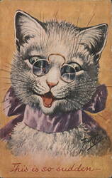 Cat with Glasses and Bow Tie, "This is so sudden-" Postcard
