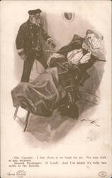Seasick Passenger on a Sinking Ship, Humorous Scene Postcard