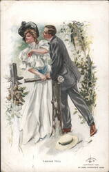 Taking Toll: Edwardian Couple's Flirtatious Moment Postcard