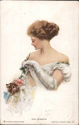 Odd Moments - Woman with Rose and Long Gloves Postcard