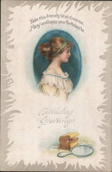 Birthday Greetings - Woman in Profile Postcard