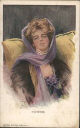 Nocturne by Philip Boileau, Woman with Purple Scarf Postcard