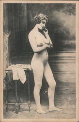 Nude Woman in Studio Pose Postcard