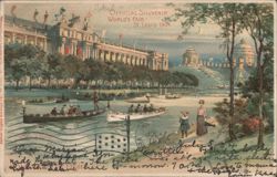 Official Souvenir, World's Fair St. Louis 1904, Grand Lagoon at Night Postcard