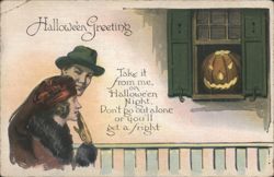 Halloween Greeting: Couple and JOL Postcard